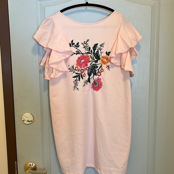 Zara Dresses & Skirts - Zara Pink with Floral Embroidered Dress a216